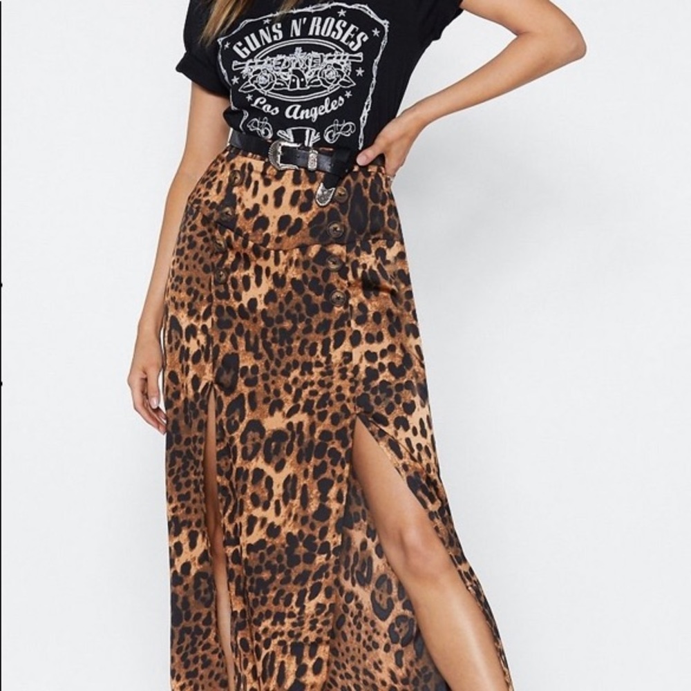 Nasty Gal Leopard Maxi Skirt